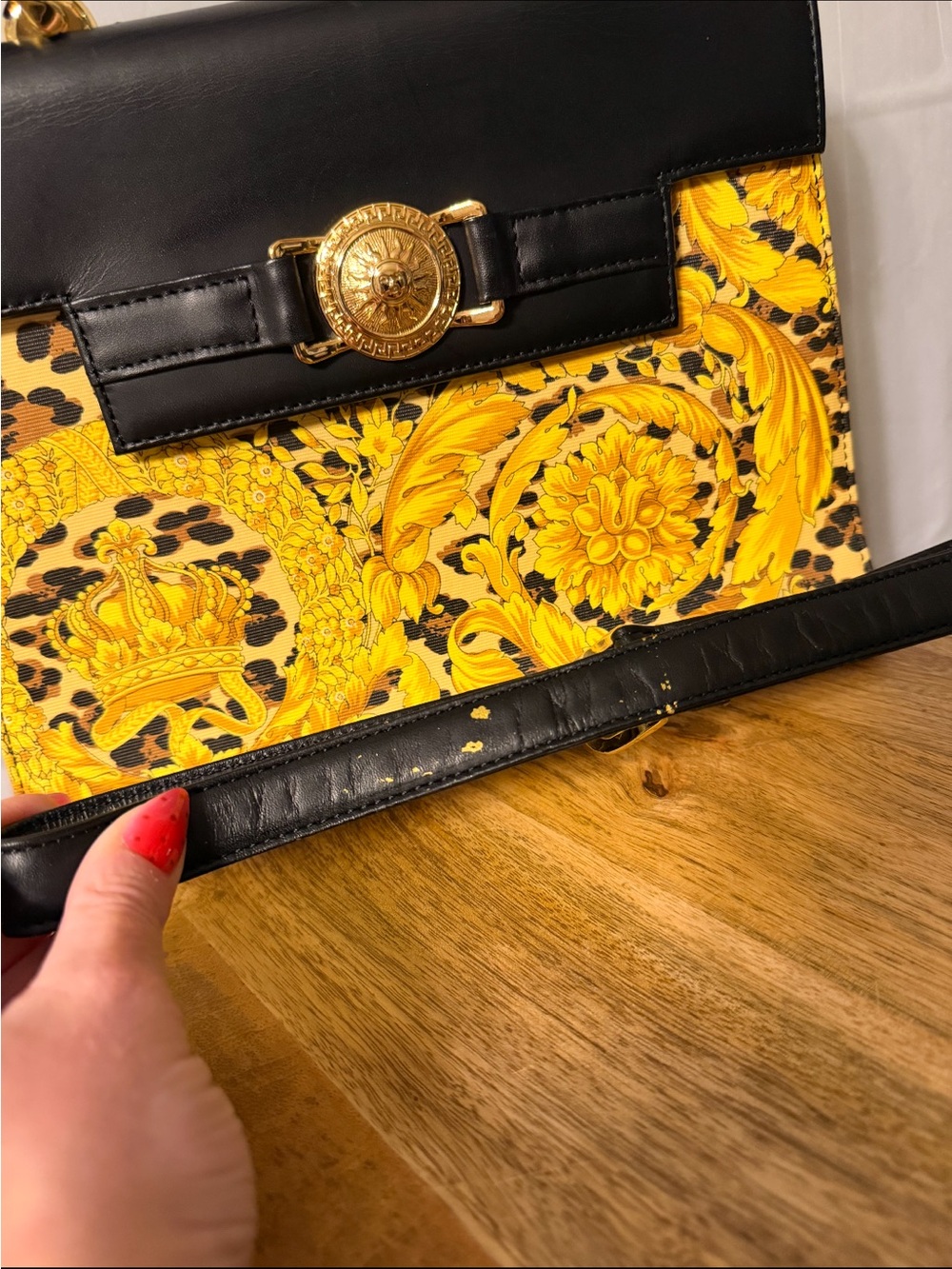 Vintage Gianni Versace Baroque Leopard Medusa Top Handle Bag Strap - Picture 9 of 10